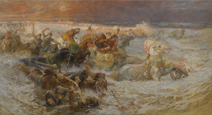 Pharaoh's Army Engulfed by the Red Sea od Frederick Arthur Bridgman