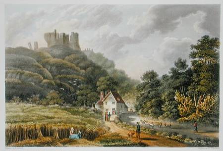 Carisbrook, from 'The Isle of Wight Illustrated, in a Series of Coloured Views', engraved by P. Robe od Frederick Calvert