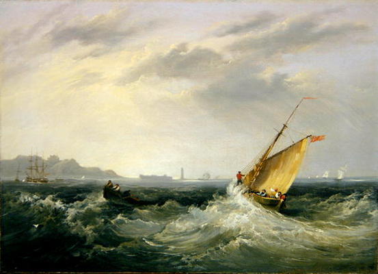 Cheshire at the Mouth of the River Mersey, 1838 (oil on canvas) (for pair see 257064) od Frederick Calvert