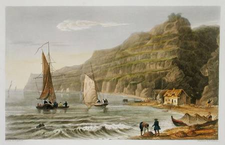 Shanklin Bay, from 'The Isle of Wight Illustrated, in a Series of Coloured Views', engraved by P. Ro od Frederick Calvert