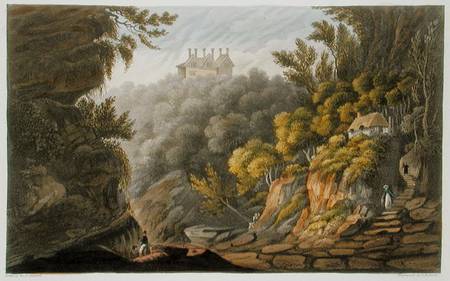 Shanklin Chine, from 'The Isle of Wight Illustrated, in a Series of Coloured Views', engraved by P. od Frederick Calvert
