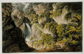 Waterfall at Shanklin, from 'The Isle of Wight Illustrated, in a Series of Coloured Views', engraved