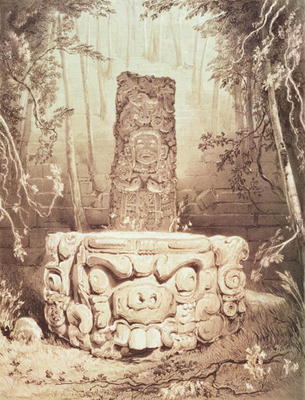 Mayan temple, Honduras (engraving) od Frederick Catherwood