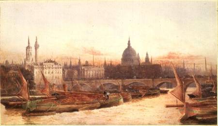 Barges Below London Bridge od Frederick E.J. Goff