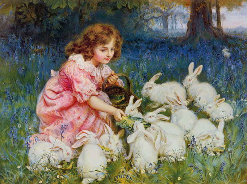Feeding the Rabbits od Frederick Morgan