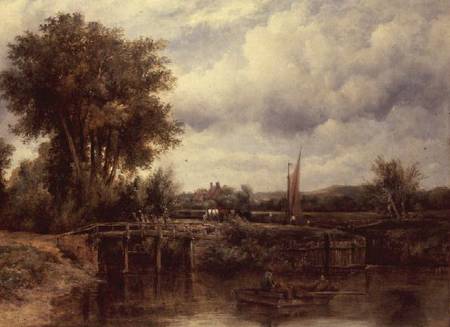 The Lock at Dedham od Frederick Waters Watts