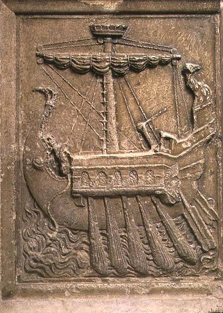 Plaque representing a quinquereme, a ship with five banks of oars od Frederico (Fiori) Barocci