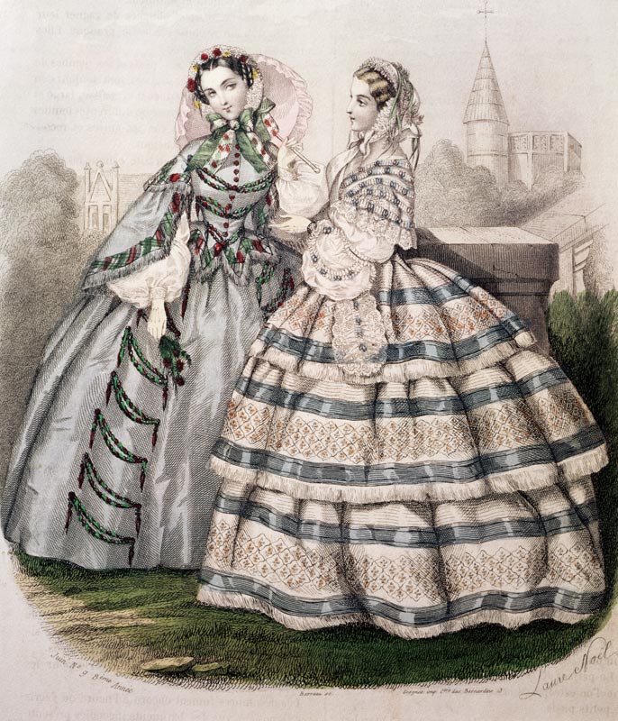 Day Dress for 1858; engraved by Barreau od French School