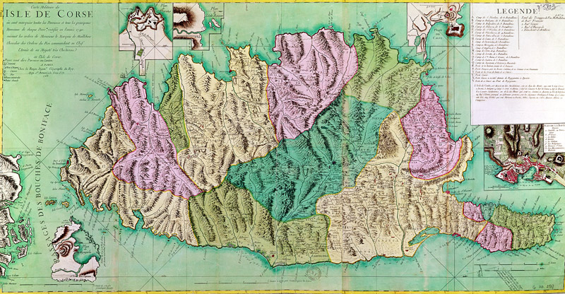 Military map of Corsica od French School
