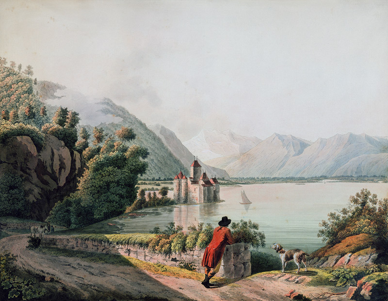 View of the Chateau de Chillon, Lake Geneva od French School