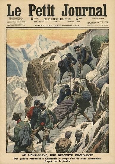 A moving descent down the Mont Blanc, illustration from ''Le Petit Journal'', supplement illustre, 1 od French School