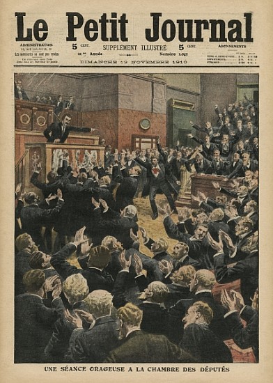 A stormy session at the Chamber of Deputies, illustration from ''Le Petit Journal'', supplement illu od French School