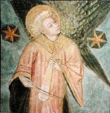 Angel musician playing a gigue, detail from the vault of the crypt od French School