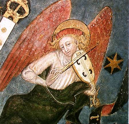 Angel musician playing a viol, detail from the vault of the crypt od French School