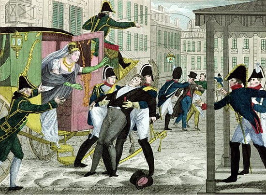 Assassination of Charles-Ferdinand of France (1778-1820) Duke of Berry, Louis Louvel, in front of th od French School