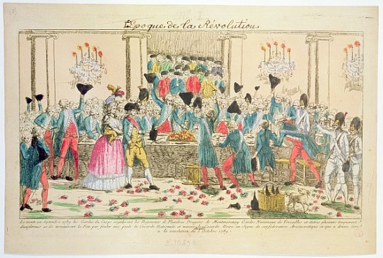 Banquet given on 1 October 1789 at the Versailles Opera House the King''s bodyguards to welcome the  od French School