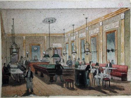 The Billiard Room in a Cafe od French School