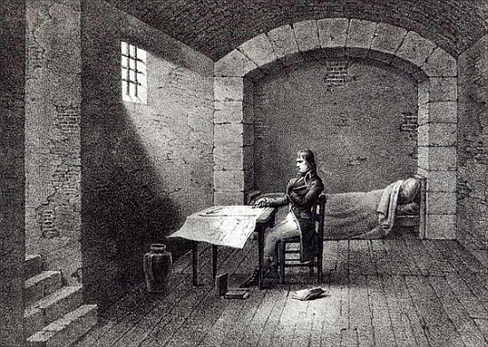 Brigadier-General Bonaparte in prison in the Fort Carre in Nice; engraved by Jean-Baptiste Jobard (1 od French School
