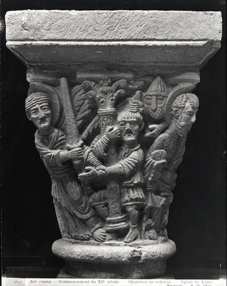 Capital of a column (stone) od French School