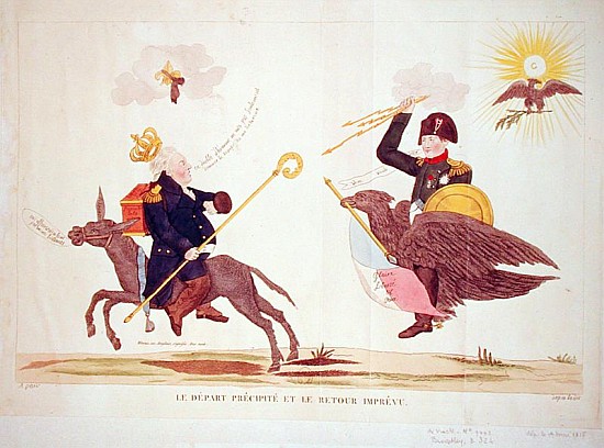 Caricature of the ''Hundred Days'', The Hasty Departure and the Unexpected Return od French School