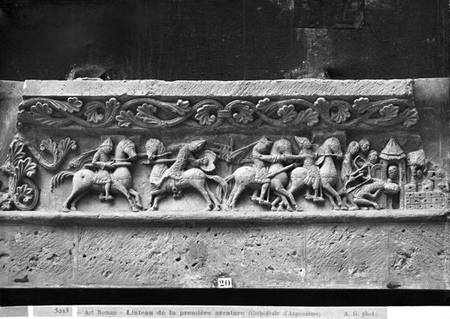 Cathedral of St. Peter in Angouleme, lintel detail on the west facade depicting scenes inspired by ' od French School