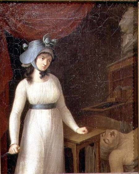 Charlotte Corday (1768-93) and the Assassination of Jean Paul Marat (1743-93) in his Bath od French School