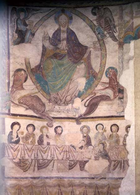 Christ in Majesty with Four Evangelical Symbols and the Last Supper od French School