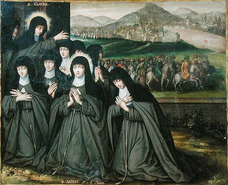 St. Claire with her Sister, Agnes and Nuns od French School