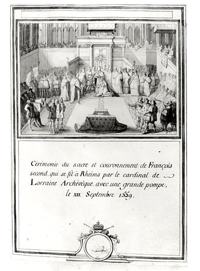 Coronation of Francis II (1544-60), 21st September 1559 in Reims the archbishop Cardinal de Lorraine od French School