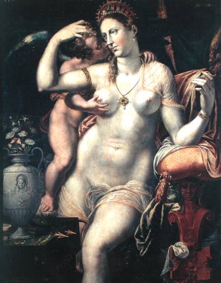 Cupid Caressing Venus od French School