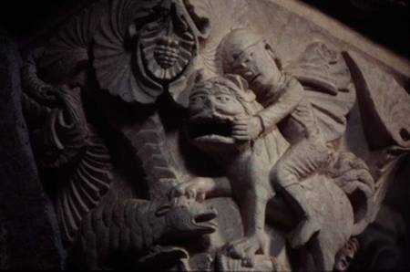David Slaying the Lion (detail of a capital) od French School
