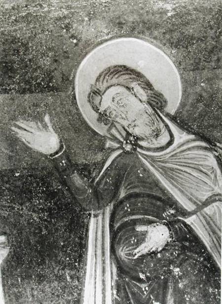 Detail of St. Savin, from a fresco depicting St. Savin and St. Cyprien being delivered from the beas od French School
