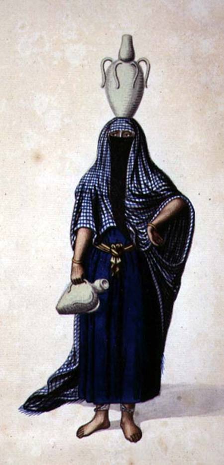 Egyptian Woman Carrying an Ibrik Water Pot, probably by Cousinery, Ottoman period od French School