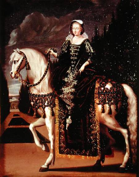 Equestrian Portrait of Marie de Medici (1573-1642) od French School