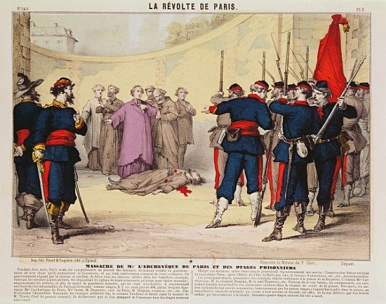 Execution of the Archbishop of Paris, Monseigneur Darboy, during the Paris Commune od French School