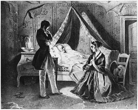 Father Goriot on his Deathbed, illustration from ''Le Pere Goriot'' Honore de Balzac (1799-1850) od French School