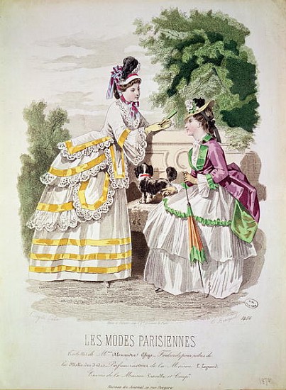 Female fashions, from ''Les Modes Parisiennes'' 1870 od French School