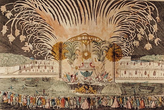 Firework Display in the Place Louis XV on the Occasion of the Dedication of the Equestrian Statue of od French School