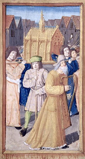 Fol.56r David and the Ark of the Covenant, from ''Heures a l''Usage de Rome'' od French School