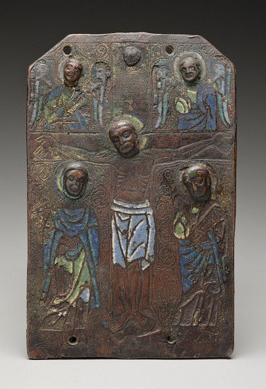 Fragment of a plaque from a reliquary chasse depicting the crucifixion, 1175/1200 od French School