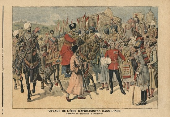 Habibullah Kahn (1872-1919) Emir of Afghanistan arriving at Peshawar, India, illustration from ''Le  od French School