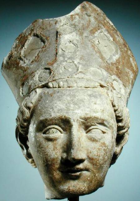 Head of a Bishop Saint c.1320 (limestone) od French School
