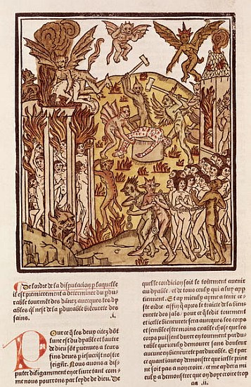 Hell, from ''La Cite de Dieu'', 1486-87 (xylograph) od French School