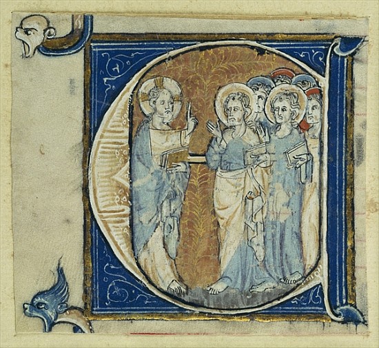 Historiated initial ''E'' depicting Jesus Christ and the Apostles, c.1320-30 od French School