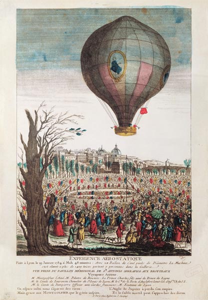Hot-Air Balloon Experiment the Montgolfier Brothers and Francois Pilatre de Rozier (1754-85) at Lyon od French School