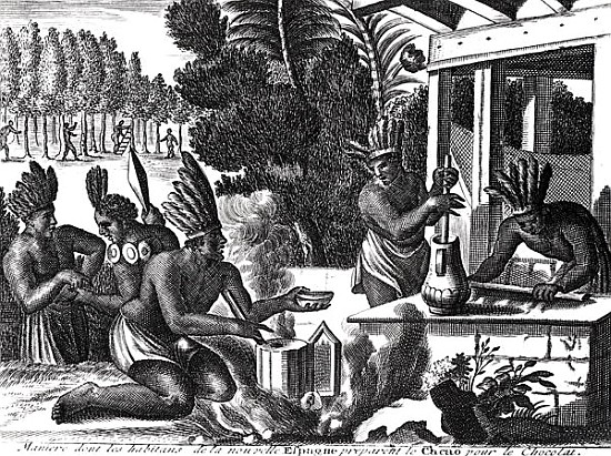 How the Natives of New Spain Prepared Cacao for Chocolate od French School
