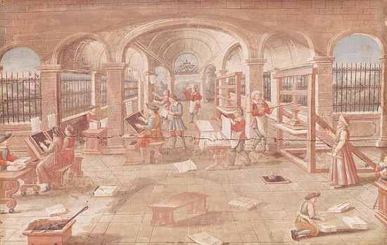 Interior of a Printing Works in the 16th Century od French School