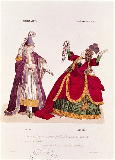 Jean-Baptiste Brizard (1721-91) in the role of Joad and Mademoiselle Dumesnil (1713-1803) as Athalie od French School