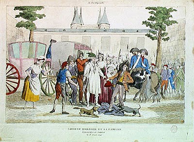Louis XVI (1754-93) and his family taken to the Temple, 13th August 1792 od French School