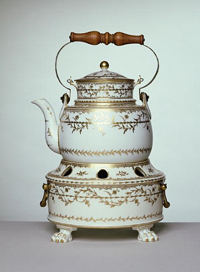 Louis XVI porcelain kettle and stand made in Paris, c.1775-91 (porcelain) od French School